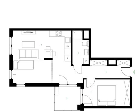 Plan 2 pok. 54m²
