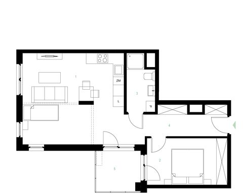 Plan 2 pok. 54m²