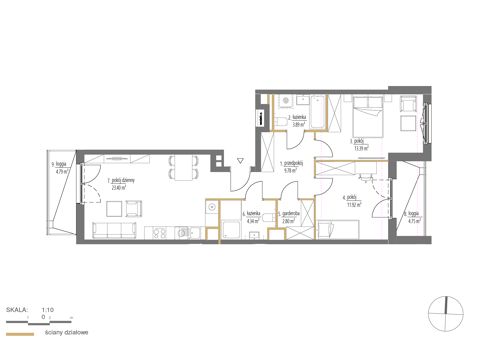 Plan 3 pok. 70m²