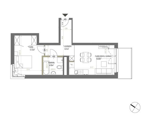 Plan 2 pok. 43m²