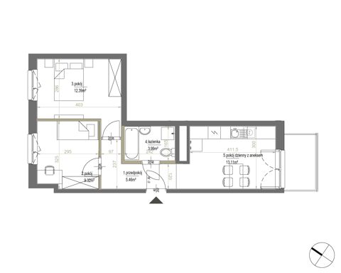 Plan 3 pok. 44m²