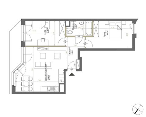 Plan 3 pok. 61m²