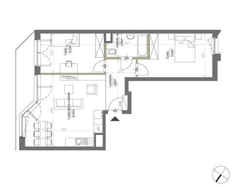 Plan 3 pok. 61m²