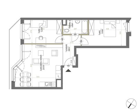 Plan 3 pok. 61m²