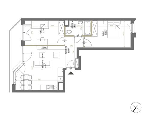 Plan 3 pok. 61m²