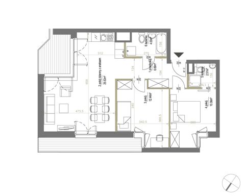 Plan 3 pok. 62m²