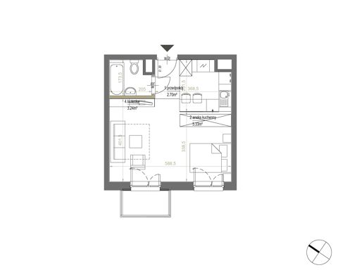Plan 1 pok. 33m²