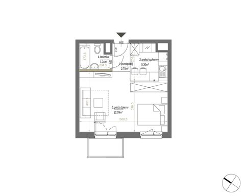 Plan 1 pok. 33m²