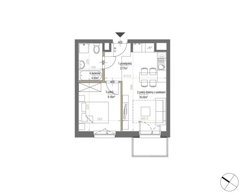 Plan 2 pok. 33m²