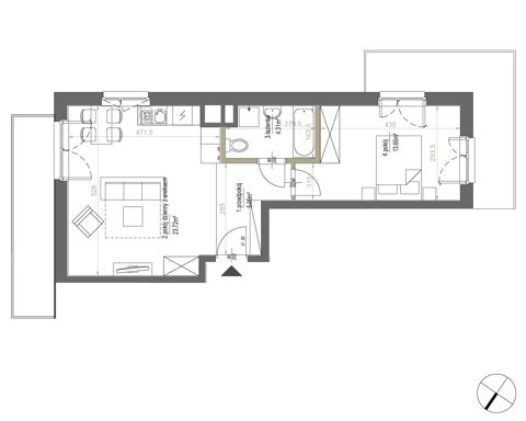 Plan 2 pok. 47m²