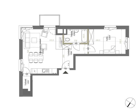 Plan 2 pok. 48m²