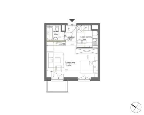 Plan 1 pok. 33m²