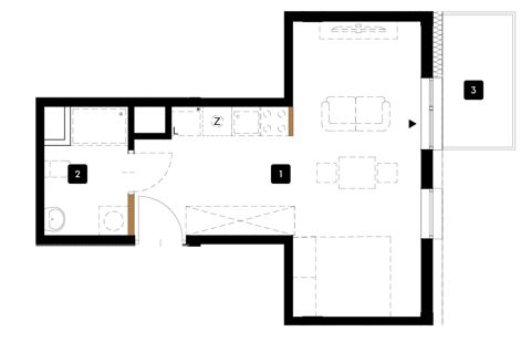 Plan 1 pok. 28m²