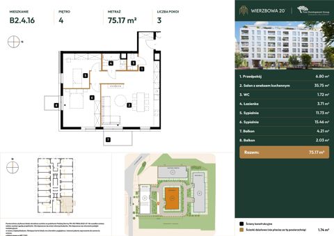 Plan 3 pok. 75m²
