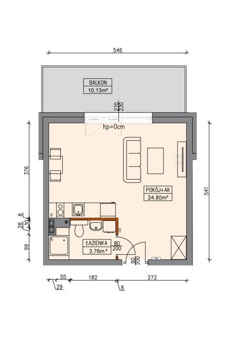 Plan 1 pok. 28m²