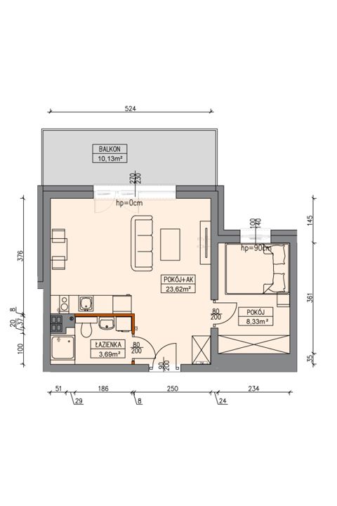 Plan 2 pok. 36m²