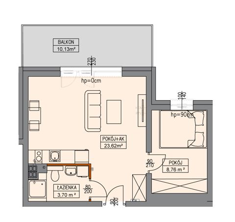 Plan 2 pok. 36m²