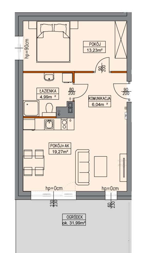 Plan 2 pok. 44m²