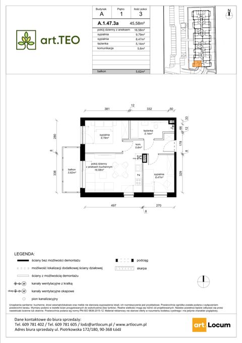 Plan 3 pok. 46m²