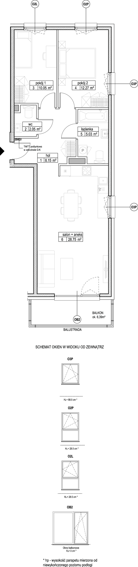 Plan 3 pok. 66m²