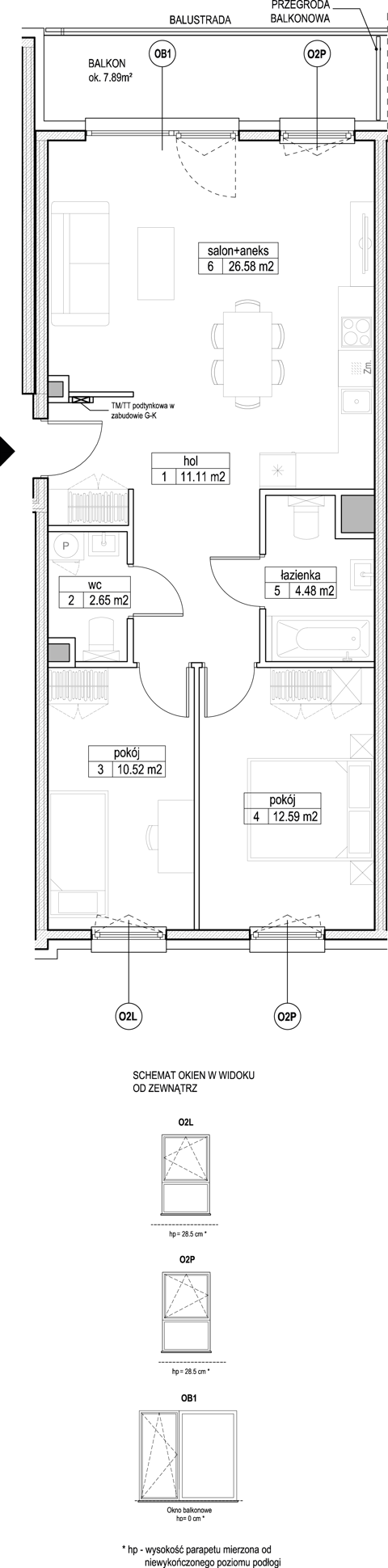 Plan 3 pok. 68m²