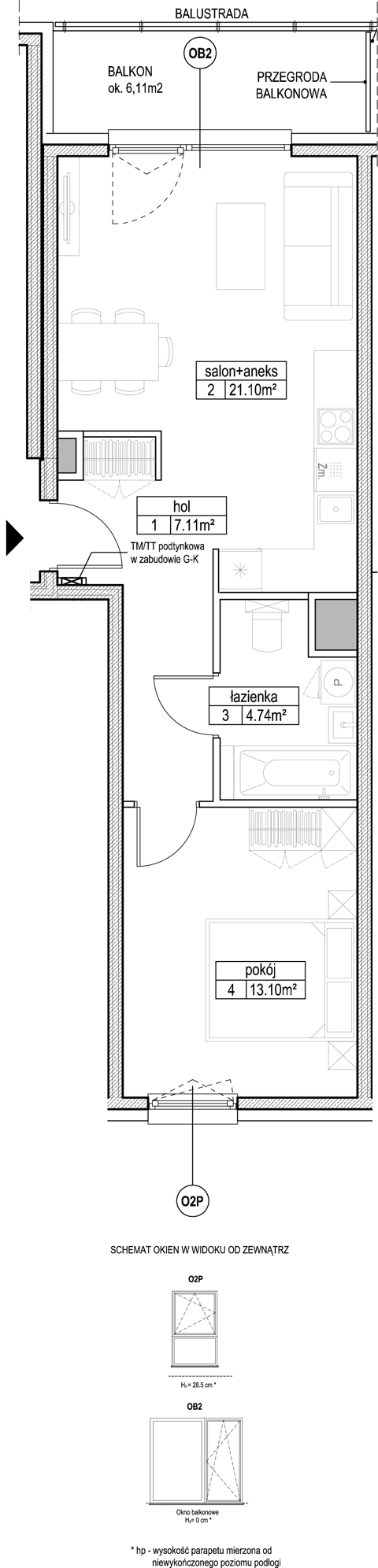 Plan 2 pok. 46m²