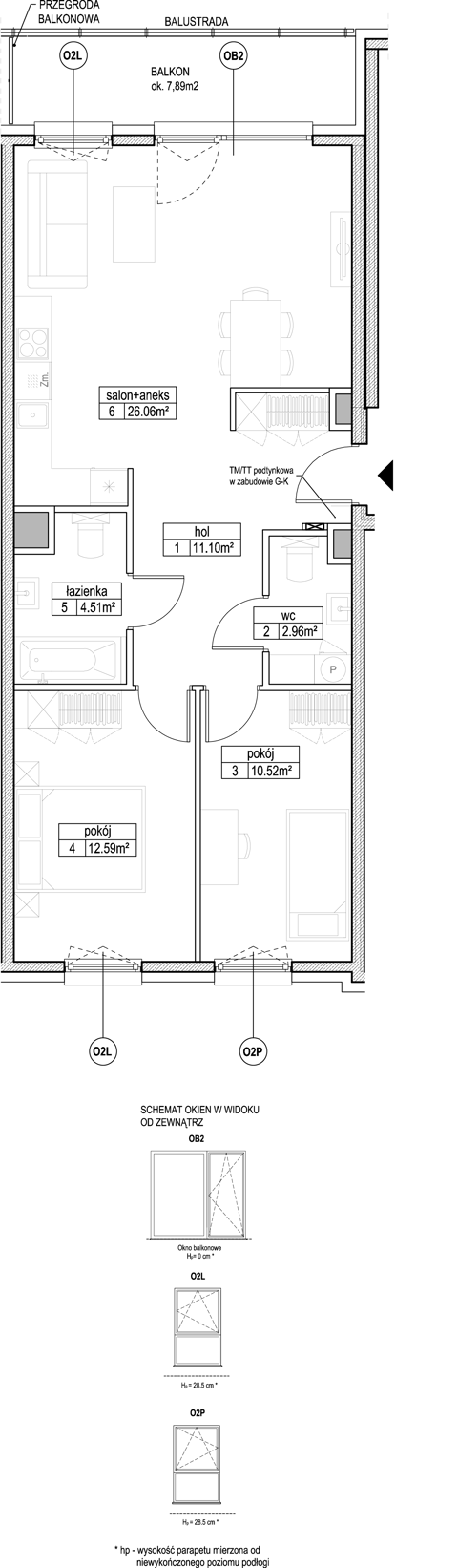 Plan 3 pok. 68m²