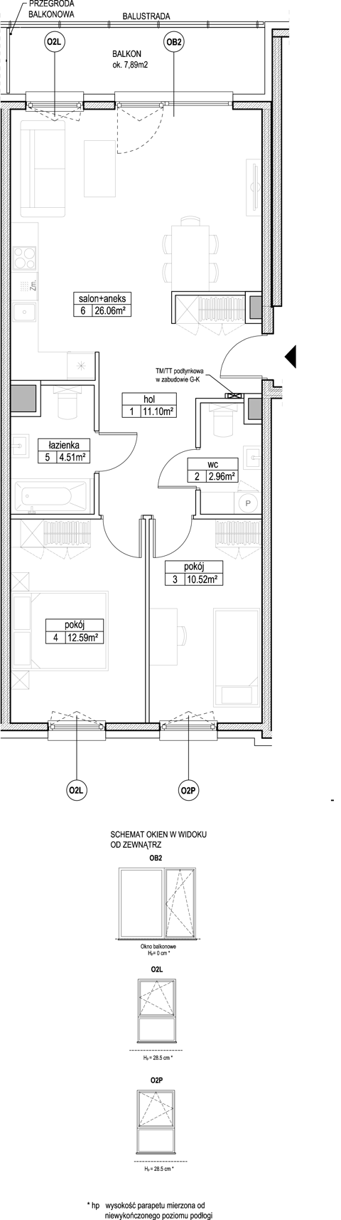 Plan 3 pok. 68m²