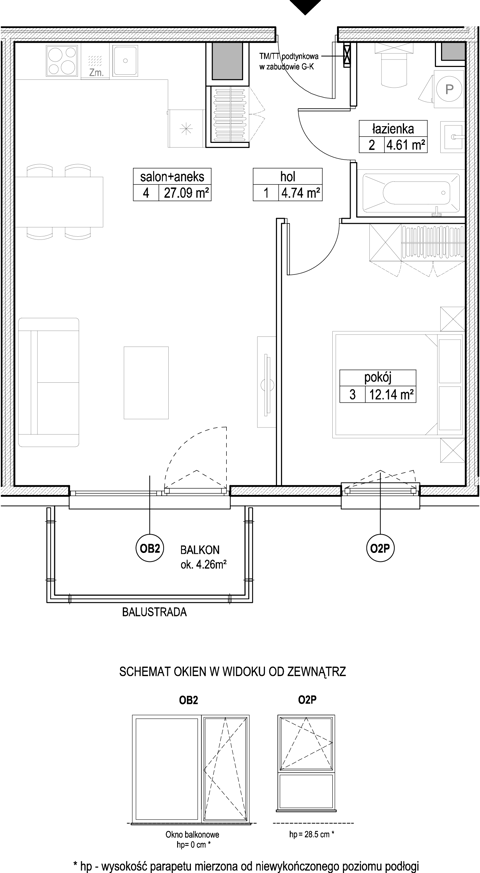 Plan 2 pok. 49m²