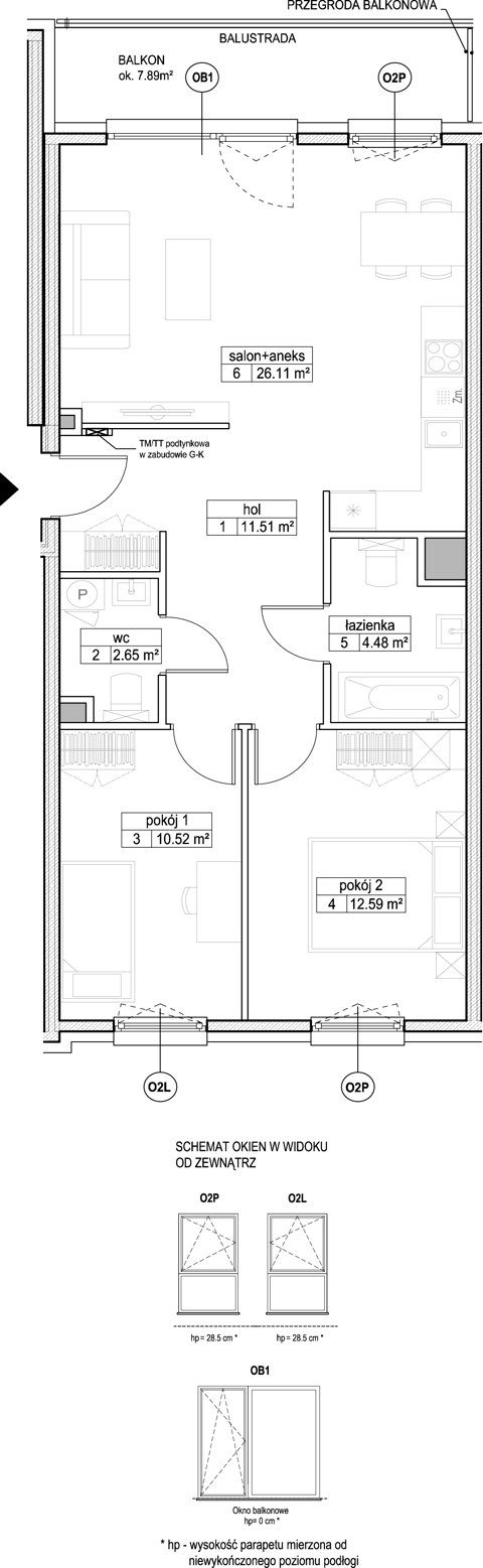 Plan 3 pok. 68m²