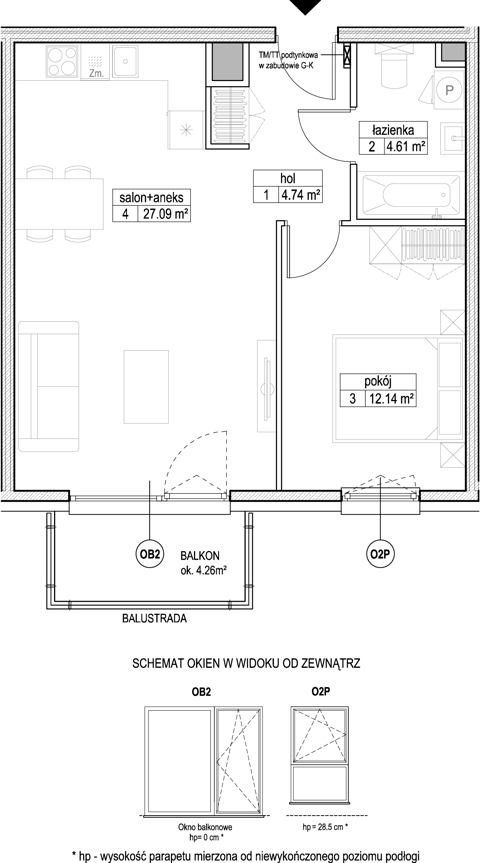 Plan 2 pok. 49m²