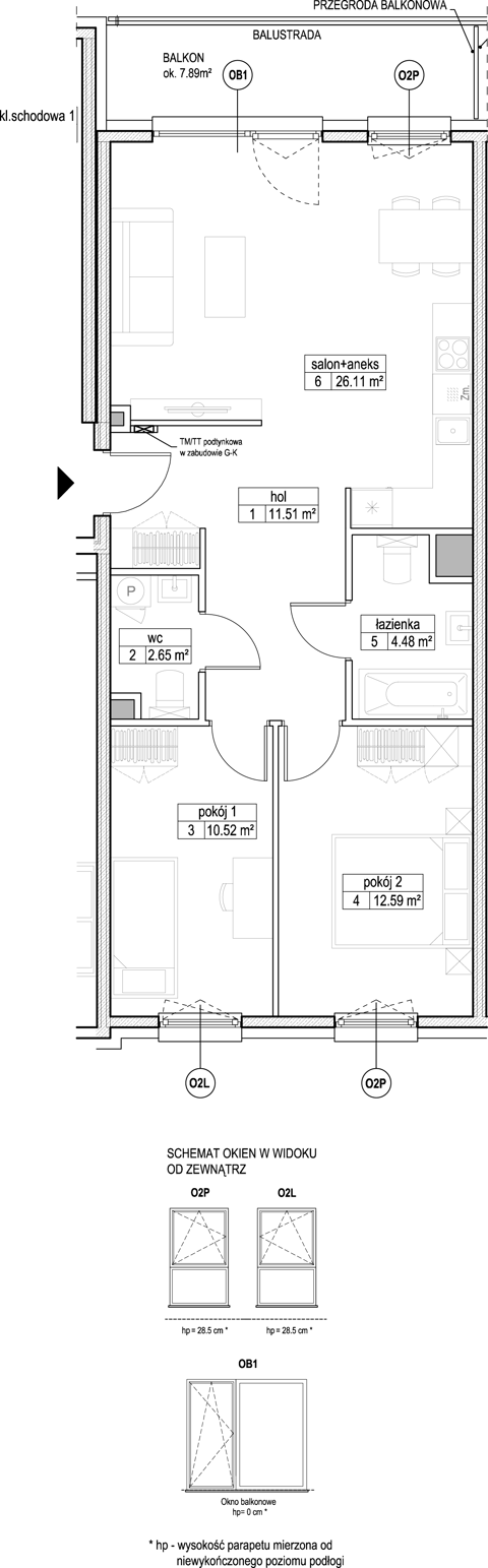 Plan 3 pok. 68m²