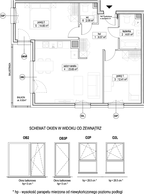 Plan 3 pok. 66m²