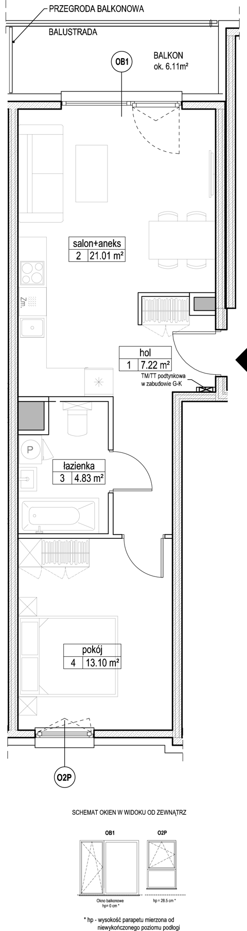 Plan 2 pok. 46m²