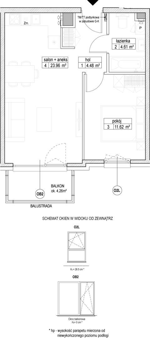 Plan 2 pok. 45m²
