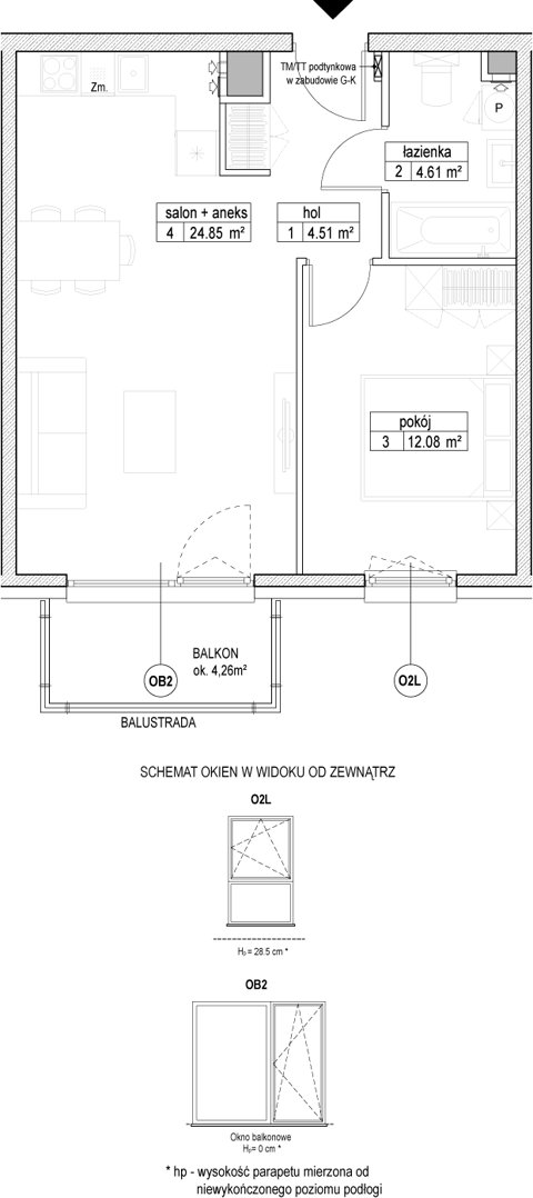 Plan 2 pok. 46m²