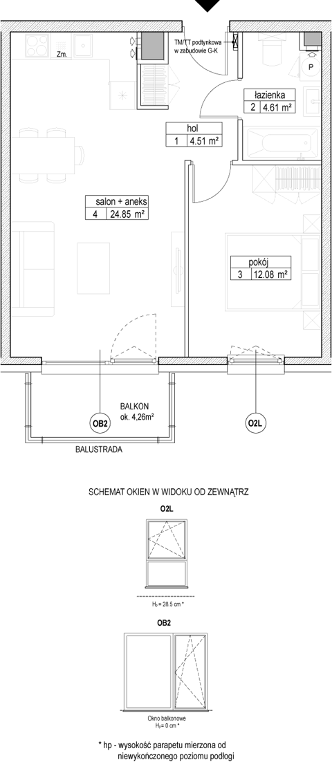 Plan 2 pok. 46m²