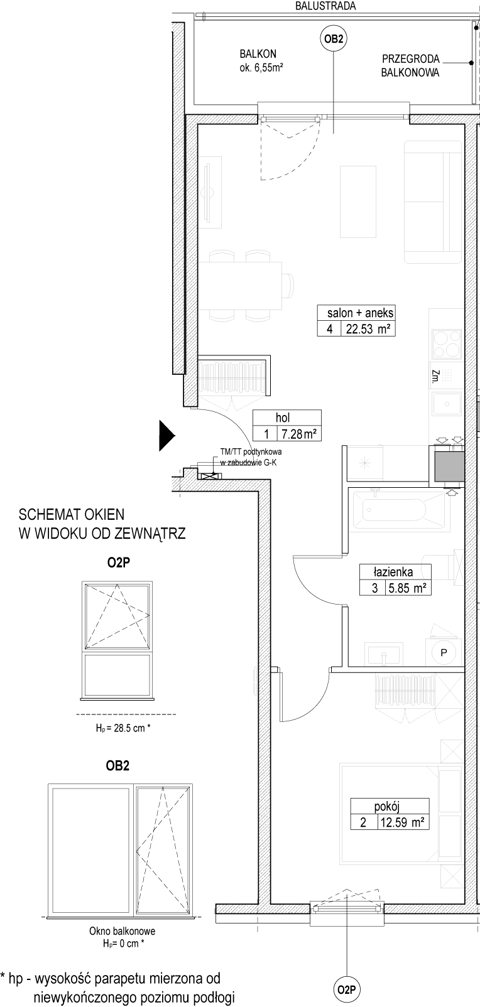Plan 2 pok. 48m²