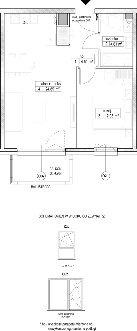 Plan 2 pok. 46m²