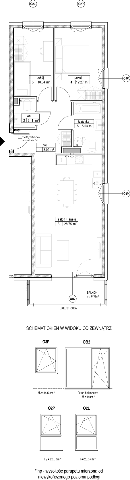 Plan 3 pok. 66m²