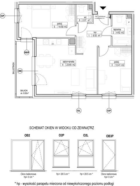 Plan 3 pok. 66m²