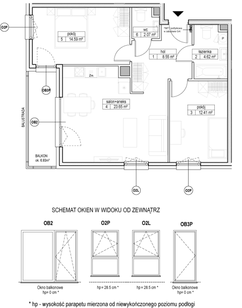 Plan 3 pok. 66m²