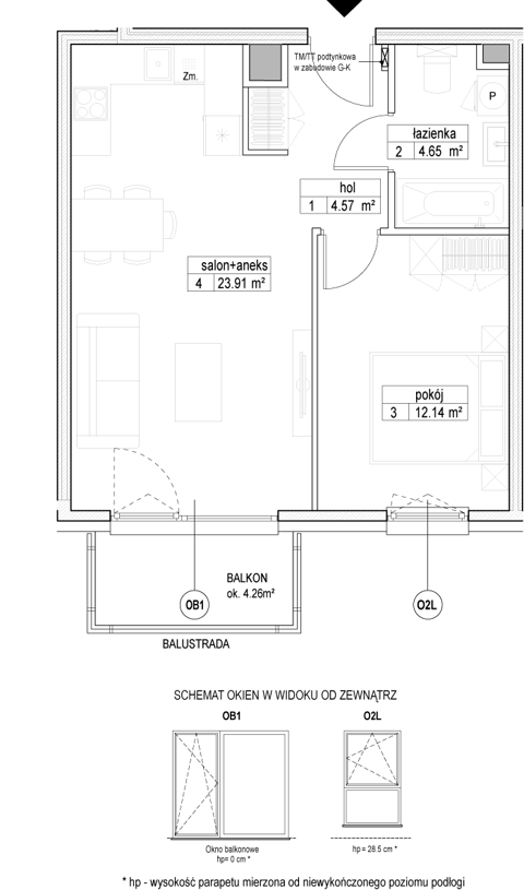 Plan 2 pok. 45m²