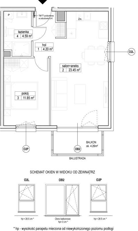 Plan 2 pok. 44m²