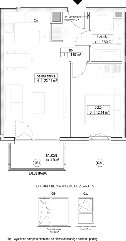 Plan 2 pok. 45m²