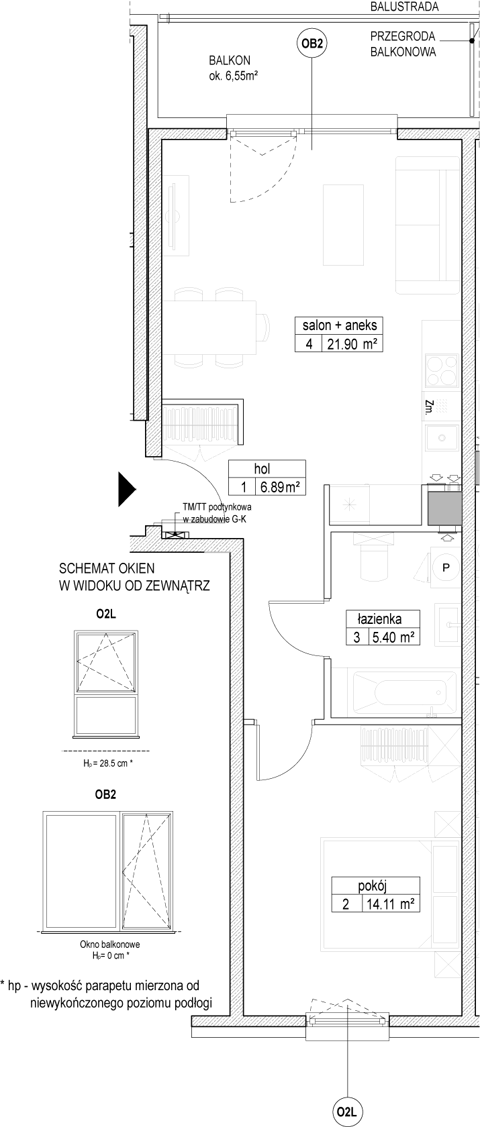 Plan 2 pok. 48m²