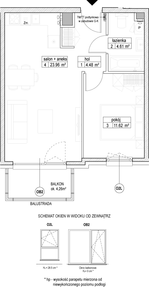 Plan 2 pok. 45m²