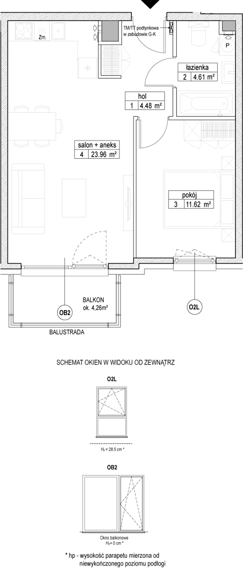 Plan 2 pok. 45m²