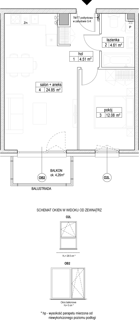 Plan 2 pok. 46m²