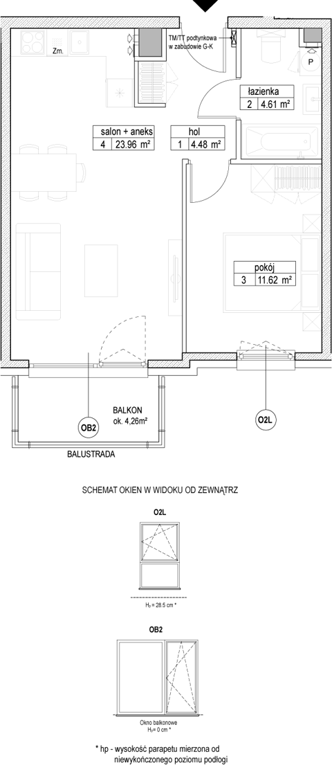 Plan 2 pok. 45m²